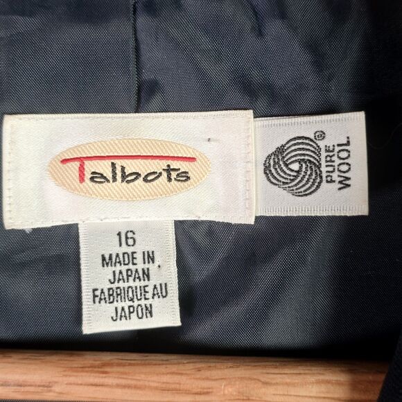 Talbots Wool Classic Blazer 16 Made In Japan Tailored Notched Lapel Navy Lined - Picture 3 of 15